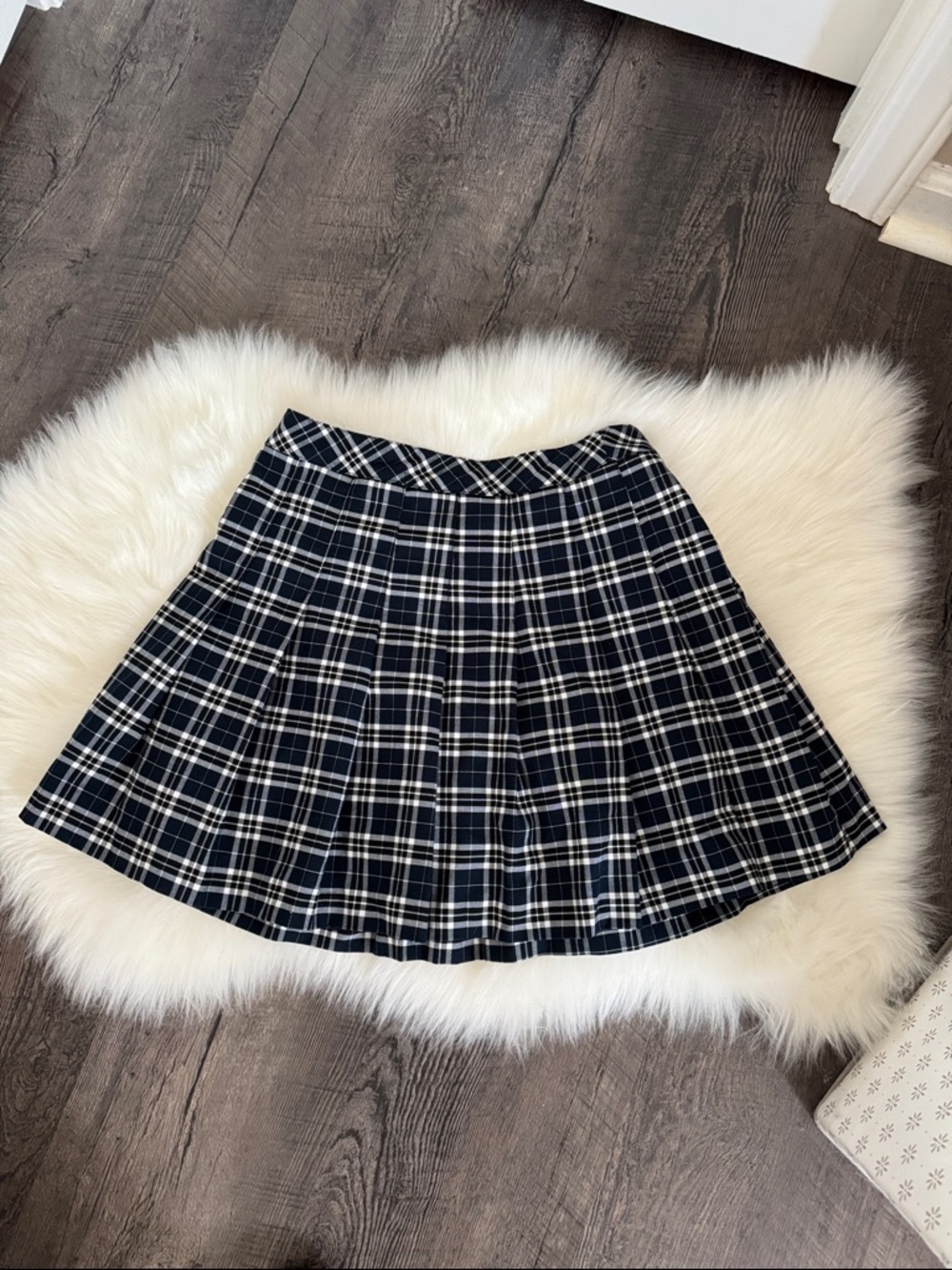 NWOT Navy Plaid Pleated Mini Skirt - Classic Schoolgirl Style